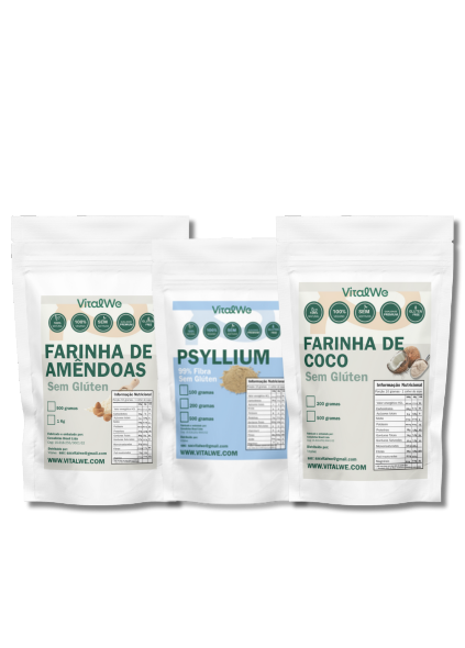 Combo Saudável VitalWe – Psyllium + Farinha de Amêndoas + Farinha de Coco