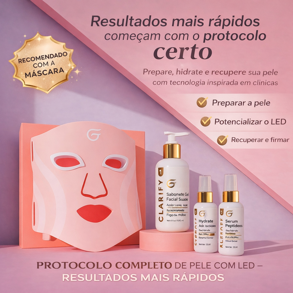 Máscara LED Facial Premium – Tratamento Completo de Pele em Casa
