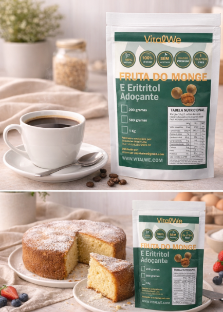 ALULOSE muito cara? Monk Fruit & Eritritol VitalWe – Adoçante Natural 500g