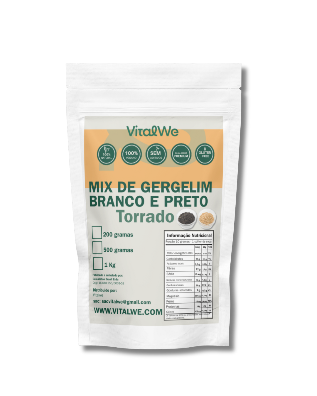 Mix de Gergelim Branco e Preto Torrado 200g Vitalwe
