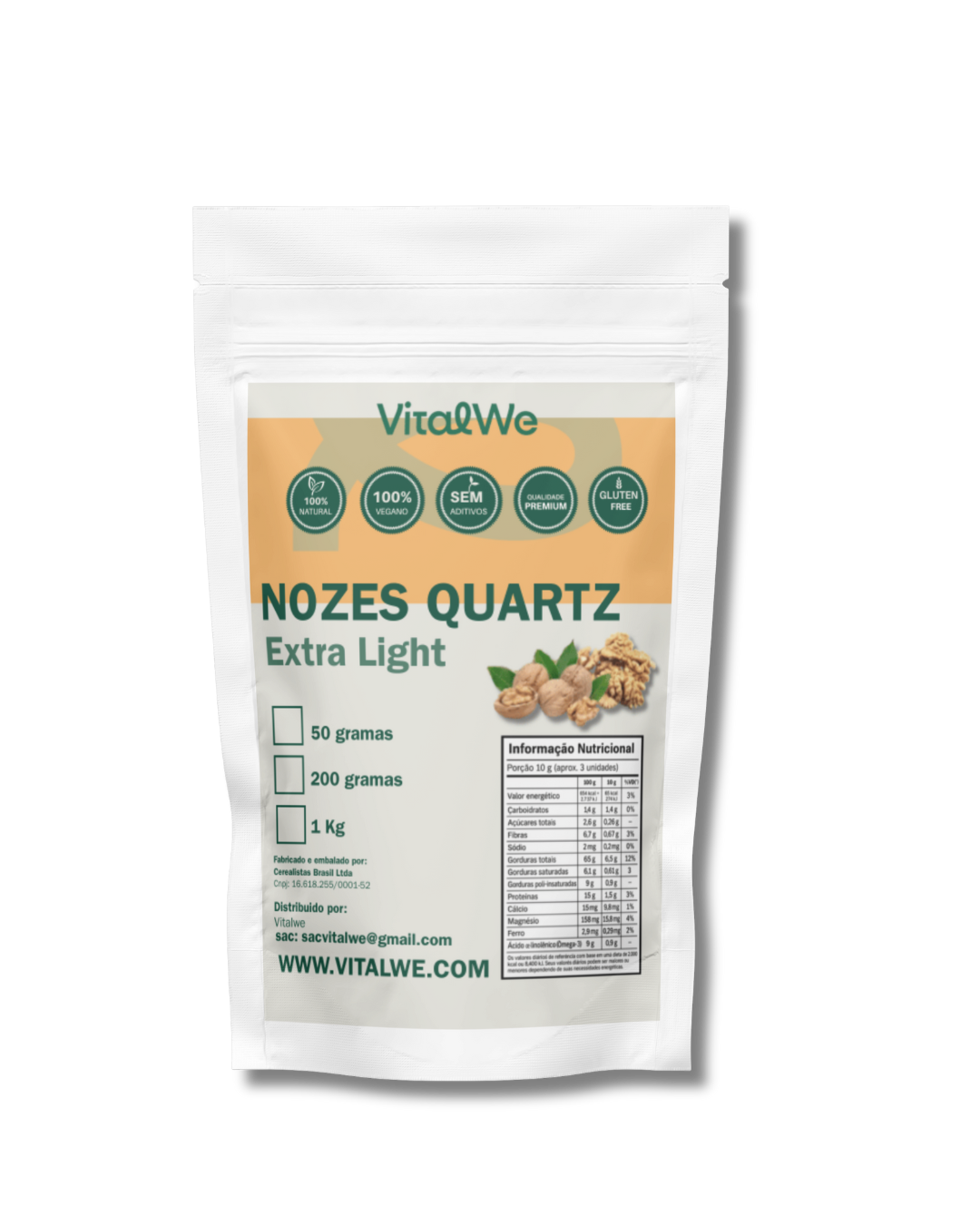 Nozes Inteiras Sem Casca 1kg Vitalwe