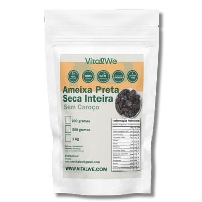 Ameixa Preta Seca Inteira Sem Caroço 200g Vitalwe