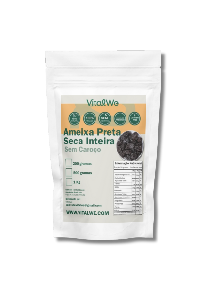 Ameixa Preta Seca Inteira Sem Caroço 200g Vitalwe