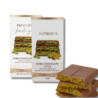 Kit 2 Chocolates Premium Dubai – Pistache & Kadaif (100g cada) – Edição Limitadíssima