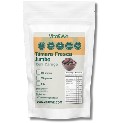 Tâmara Fresca Jumbo com Caroço  500g – VitalWe