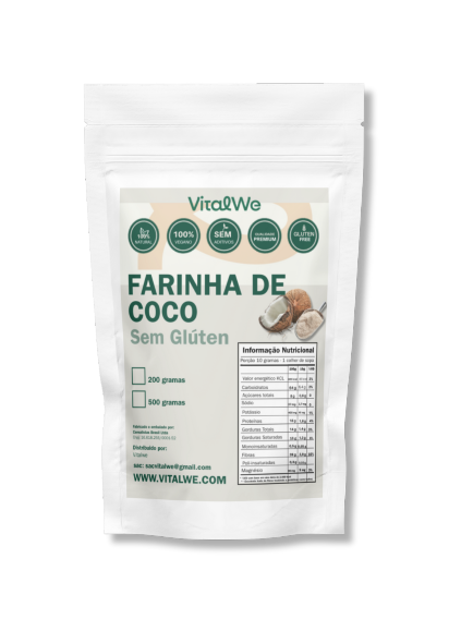 Farinha de Coco Branca Sem Glúten 200gr Vitalwe