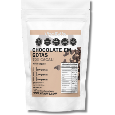 Chocolate em gotas 70% Cacau Vegano 100g Vitalwe