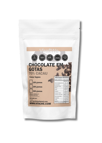 Chocolate em gotas 70% Cacau Vegano 100g Vitalwe