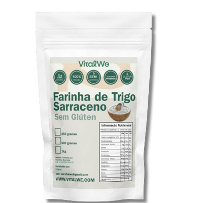 Farinha de Trigo Sarraceno (Mourisco) Pura Sem Glúten  Premium 500g VitalWe