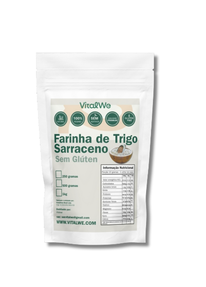 Farinha de Trigo Sarraceno (Mourisco) Pura Sem Glúten  Premium 1 kg VitalWe