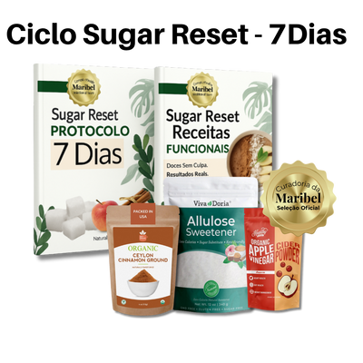 Ciclo Sugar Reset – Kit Natural com Alulose, Canela de Ceylon e Vinagre de Maçã em Pó + Protocolo de Desinflamação e Livro de Receitas | Regule a Glicemia e Adoce com Saúde