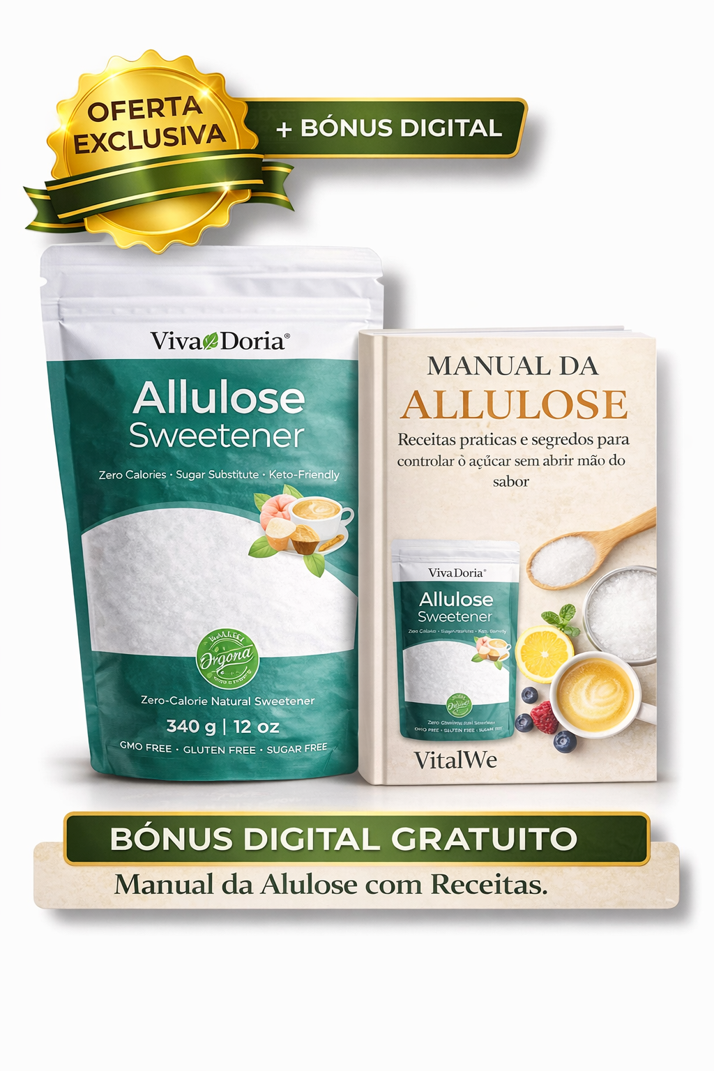 Alulose – Açúcar Raro com Sabor Real, Zero Calorias e Ação Metabólica (340g)
