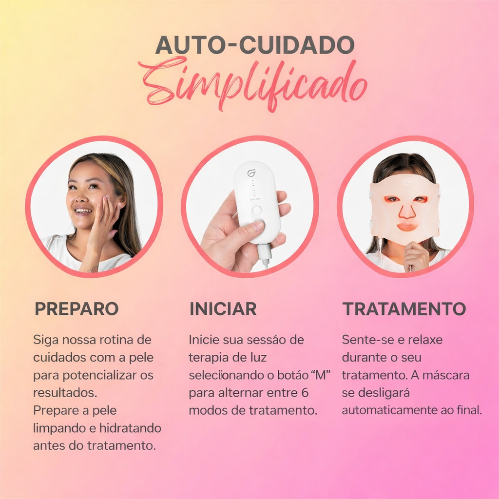 Máscara LED Facial Premium – Tratamento Completo de Pele em Casa
