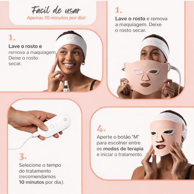 Máscara LED Facial Premium – Tratamento Completo de Pele em Casa
