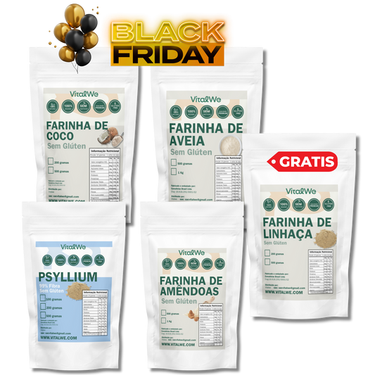 Kit Farinha Funcional para Emagrecimento e Saciedade – VitalWe (com 2 BÔNUS: Farinha de Linhaça GRÁTIS + eBook de Receitas)