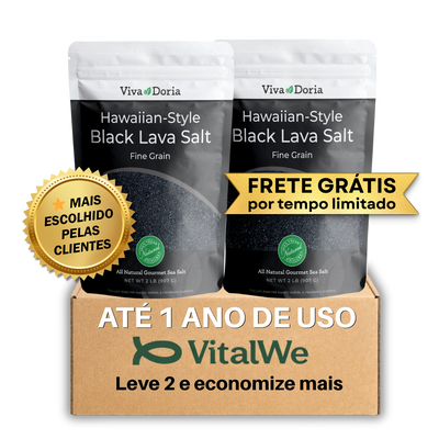 Combo Sal Negro Vulcânico do Havaí (2 Pacotes – 1,8kg) 🔥 Mais Vendido