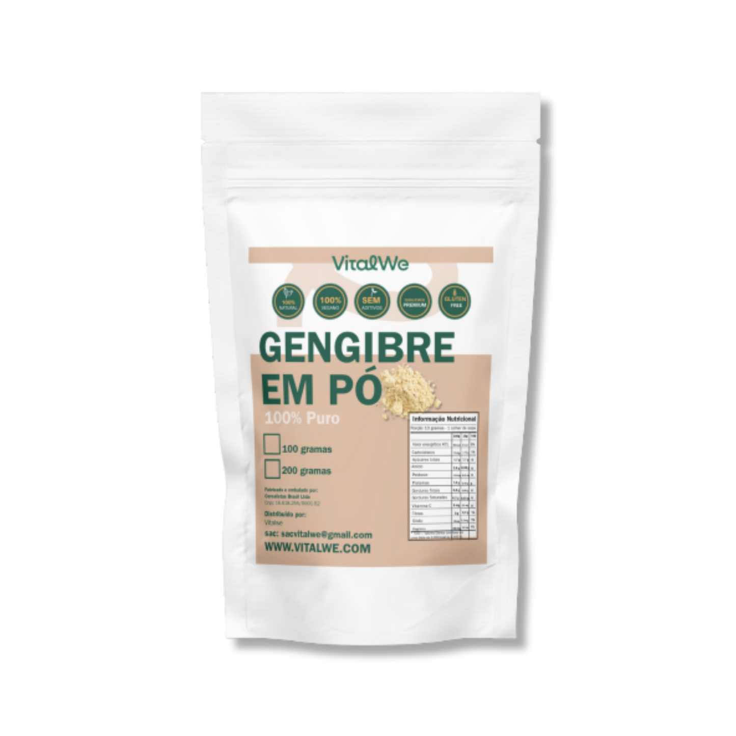 Gengibre em Pó (100% Puro) 100g  Vitalwe