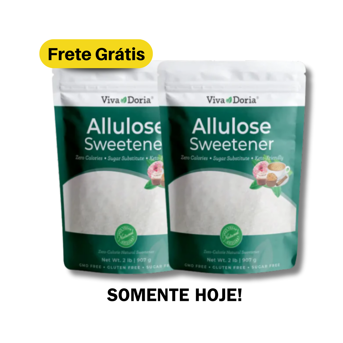 Alulose – Açúcar Raro Funcional com Zero Calorias e Ação Metabólica - 2 pacotes de 907g(cada)