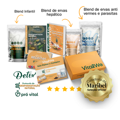 Kit de Desparasitacão Natural  - Blend Antiparasitario Adulto + Blend Hepatico + Blend  Antiparasitario  Infantil