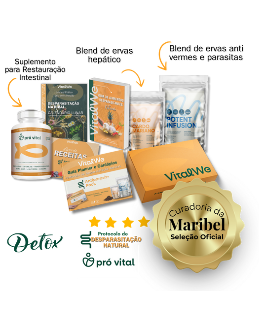 Kit de Desparasitacão Natural Premium - Blend Antiparasitario Adulto + Blend Hepatico + Pro Vital