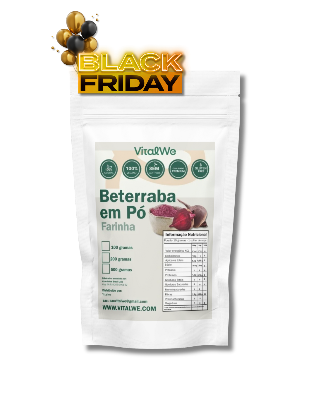Beterraba em Pó (Farinha) 100g Vitalwe
