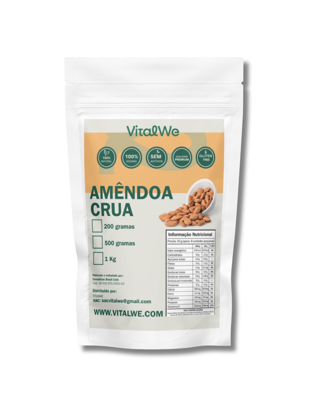 Amêndoa Crua 500gr VitalWe