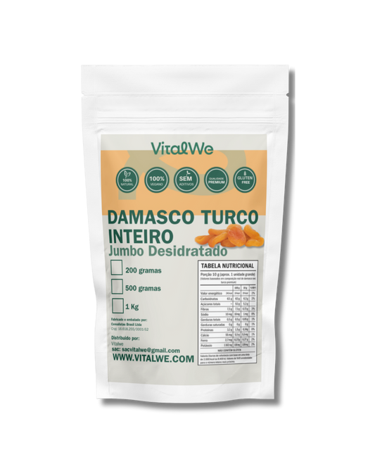 Damasco turco inteiro 500g Vitalwe