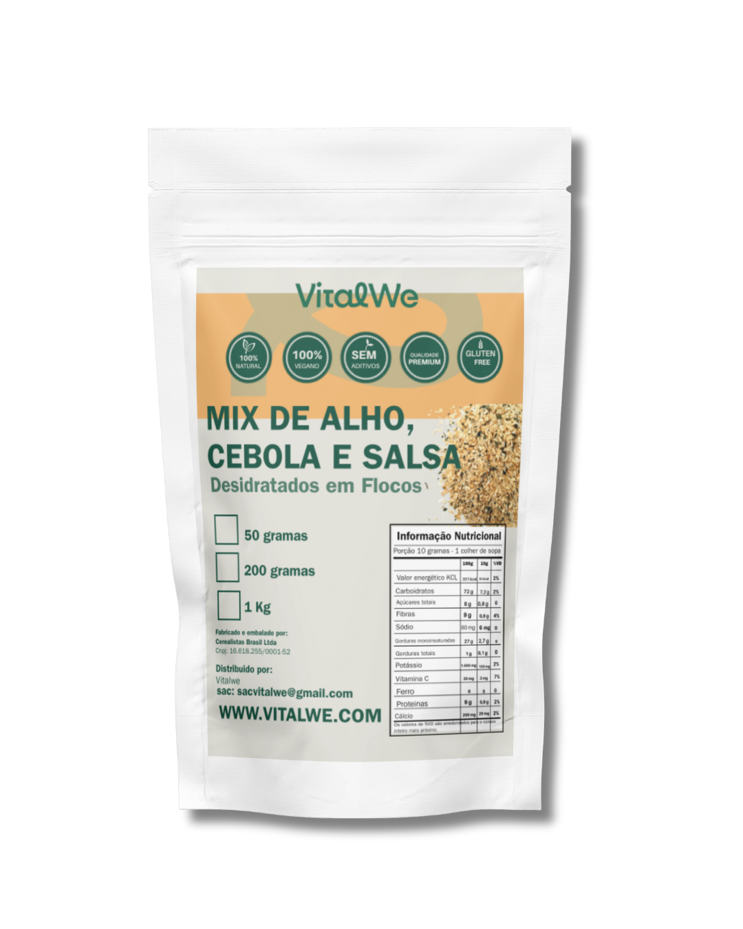 A Divina Trindade — Mix de Alho, Cebola e Salsa Desidratados 200g Vitalwe