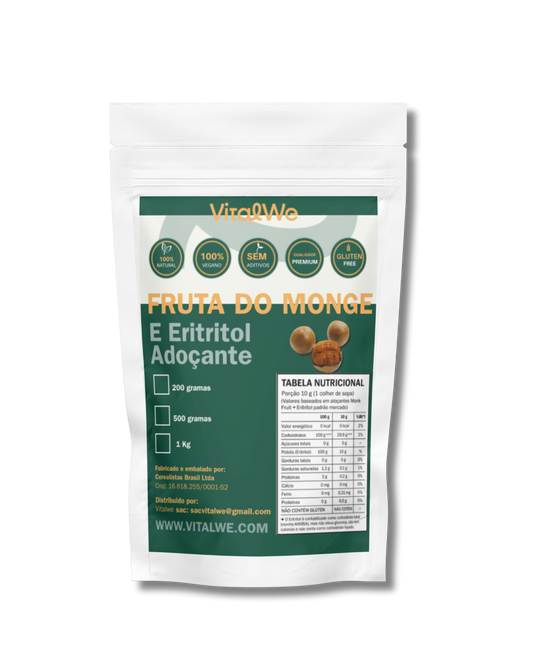 Adoçante Natural de Fruta do Monge & Eritritol 1kg Vitalwe